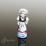 Feve ancienne artisanale maurin couple d'europe santon femme 4cm miniature