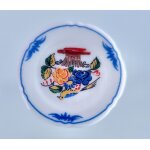 Feve assiette ancienne. faience st clement. fleurs, feuilles, oiseau.