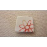 Fve = une assiette carre blanche motif fleur moderne rouge et or (rare)