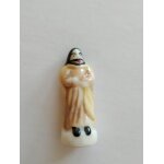 F�ves brillante c�ramique de collection santon de cr�che , homme roi mage cape jaune tunique marron