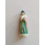 Fves brillante cramique de collection santon de crche , homme roi mage cape rose tunique verte