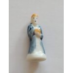 Fèves brillante porcelaine de collection crèche , homme roi mage cape bleu chapeau orange Fèves brillante porcelaine de collection crèche , homme roi mage cape bleu chapeau orange