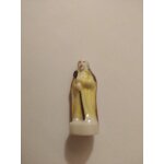 F�ve brillante santon cr�che p�lerin et sa canne cape marron et tunique jaune