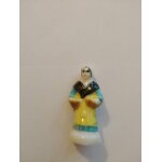 Fve porcelaine brillante socle blanc santon crche femme aux paniers coiffe blanche chle bleue tablier ...