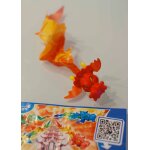 Figurine kinder go move / jouet a lancer rouge et jaune dragon flammes (ff079)