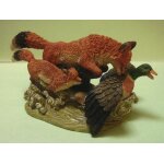 Figurine - statuette renard et son petit a la chasse au canard