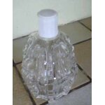 Flacon a facettes en forme de grenade, - bouchon en plastique blanc , 14x09cm environ - vide - ann�es ...