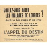 Flyer gala en faveur des malades de lourdes - l'appel du destin - jean marais - roberto benzi - rene ... Flyer gala en faveur des malades de lourdes - l'appel du destin - jean marais - roberto benzi - rene ...