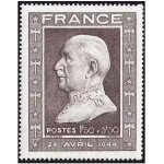 France 1944, tr�s beau timbre neuf * * luxe yvert 606, 88�me anniversaire de philippe p�tain, militaire ...