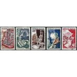 France 1954, belle s�rie timbres yvert 970 971 972 973 974, le luxe, m�tiers d'art, tapisserie, edition ...