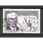 France, 1956, 60 anniversaire de la rnovation des jeux olympiques (baron pierre de coubertin), n1088, ...