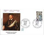 France 1973, tr�s belle enveloppe 1er jour fdc 825a, timbre 1744 amiral de coligny, cachet de paris, ...