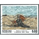 France 1987, beau timbre yvert 2474, oeuvre d'eug�ne boudin,  femme a l'ombrelle , oblit�r�, tbe