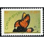 France 2004, tr�s beau timbre neuf * * luxe auto - adh�sif yvert 41, timbre de naissance,  c'est un gar�on , ...