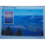 France. . aix - les - bains le lac du bourget (73 savoie) vue sur le mont blanc et ecusson.