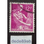 France. . moissonneuse, 12f lilas vif 1957 . oblitr used stamp.