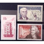 France - timbres de 1956 neufs * - europa echafaudage 15f rose ( n 1076) + pierre de coubertin 30f ( ...