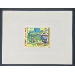 Gabon 1983 mi. 846 epreuve de luxe proof transgabonais train railway mitterrand bongo map eisenbahn karte ...