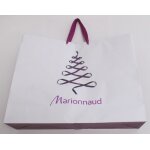 Trs grand sac papier de rangement ou de transport - blanc avec dessins de rubans violets - 2 anses en ...