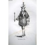 Gravure 19eme noir et blanc - costume de roi d'armes