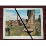 Gravure polychrome reproduisant une photo du temple d'apollon a pomp�i (photo de filipacchi d'avril 1954) ...