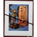 Gravure publicitaire avec une photo d'un  microscope italien  francus de baillou  de 1755 mont� par joseph ...