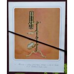 Gravure publicitaire avec la photo du  microscope a oculaire achromatique identique a celui de goethe ...