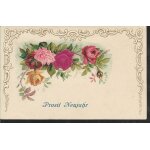 Guirlande de roses gaufrée, carte encadrée de décors en relief Guirlande de roses gaufrée, carte encadrée de décors en relief