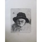 Henri gurard (1846 - 1897):  le vieux magister  - eau - forte