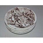 Jeu de 6 assiettes , sarreguemines, dcor  la rue