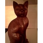 Jolie statuette bois - figure de chat assis - bon etat