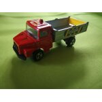 Jouet camion miniature - benne service - rouge - et gris - scania majorette echelle 1 / 100 eme - made ...