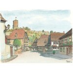 Kaysersberg,  vieux quartiers (xve s) et donjon du ch�teau .