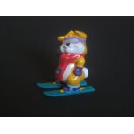 Kinder vintage. s�rie  castors aux skis  : le skieur a l'�charpe rouge. marque ferrero