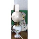 Lampe artisanale ancienne electrifie pied en terre cuite dcor hauteur 41cm diamtre 13cm
