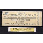 Type libert delacroix. carnet de 5 timbres 1, 80f rouge. code postal. y & t 2220 - c 1
