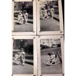 Lot de 15 photos anciennes : srie enfant sur cheval a bascule
