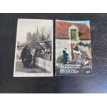 Lot de 2 cartes postales anciennes / metiers bouquiniste notre dame / facteur