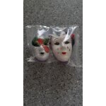 Lot de 2 mini masque porcelaine vnitien  asiatique