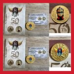 Lot 2 pi�ces neufs de monnaie dans pochette scell�e 50ans anniversaire gold collection figurine goldorak ...