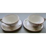 Lot de 2 tasses et leurs soucoupes en fa�ence - sign�es lp (louis pitaud?)