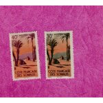 Lot de 2 timbres cote francaise des somalis tente danakil 1947