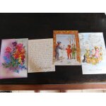 Lot de 3 cartes anciennes de bonne annee avec sujet depliant au centre