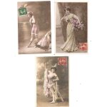 Lot de 3 cartes postales anciennes  femmes  /  costumes