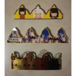 Lot 3 couronnes de galette des rois : kokeshi kimmidoll, les lapins cr�tins, dor�e brillante