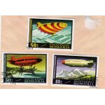 Lot de 3 timbres mongolia mongolie poste arienne 1977