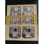 Lot de 3 vues photographies stereoscopie / pour jumelle stereoscope 3d relief : nobles en tenue elegante ...