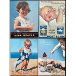 Lot 4 affiches publicit� ancienne couleur ann�es 30 : b�b�s nestle et lait mont - blanc jules courvoisier ...