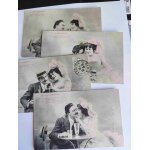 Lot de 4 cartes postales anciennes et ecrites : couple commun aux 4, n 2 a 5 : joyeux ap�ritif !
