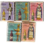 Lot de 5 boites d'allumettes anciennes en bois / philumenie / theme : boissons alcool et divers marque ...